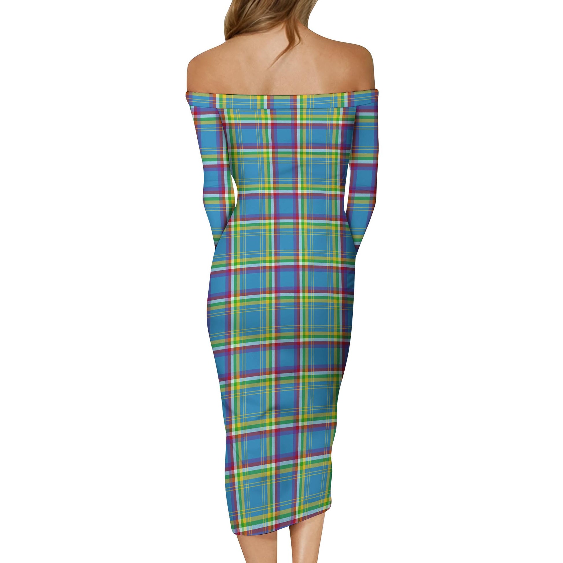 Yukon Territory Canada Tartan Off Shoulder Lady Dress - Tartanvibesclothing