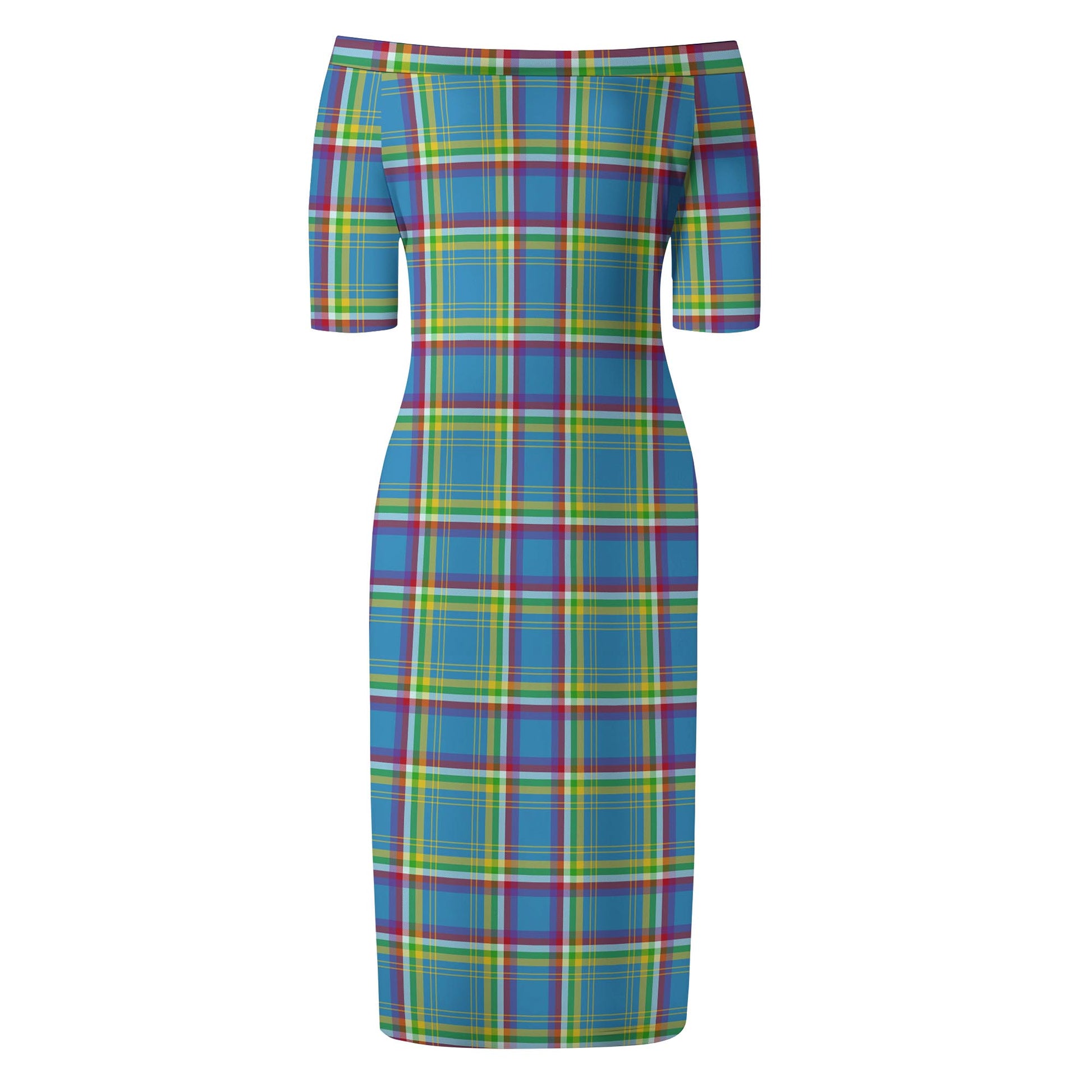 Yukon Territory Canada Tartan Off Shoulder Lady Dress - Tartanvibesclothing