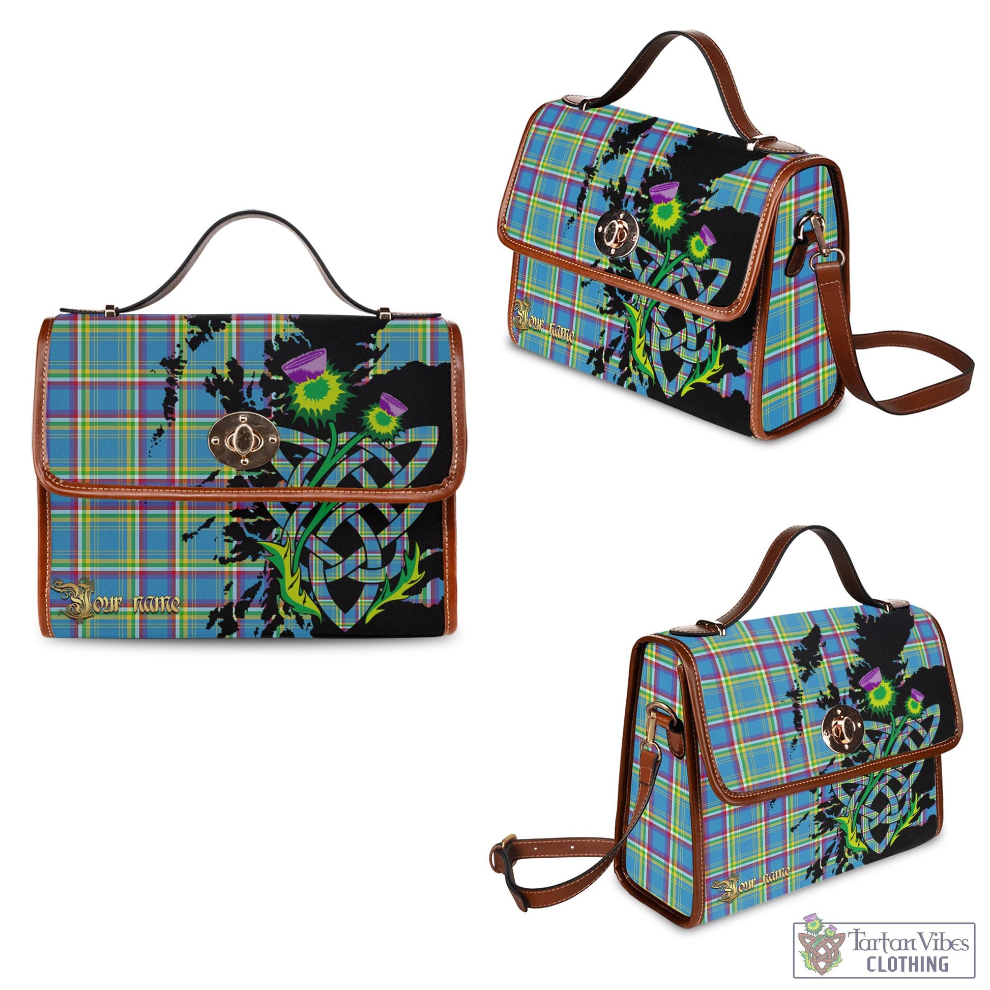 Tartan Vibes Clothing Yukon Territory Canada Tartan Waterproof Canvas Bag with Scotland Map and Thistle Celtic Accents