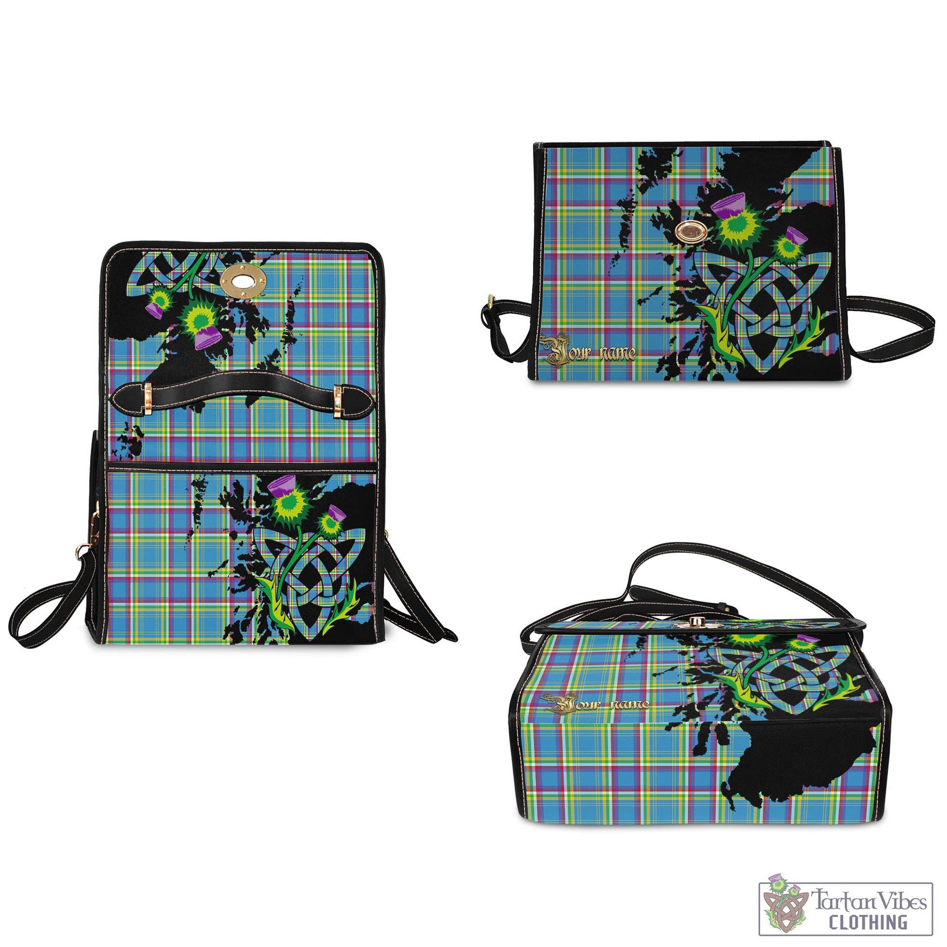 Tartan Vibes Clothing Yukon Territory Canada Tartan Waterproof Canvas Bag with Scotland Map and Thistle Celtic Accents