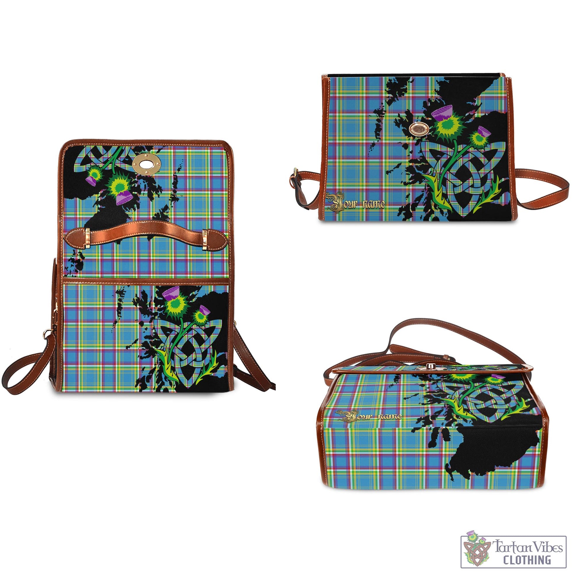 Tartan Vibes Clothing Yukon Territory Canada Tartan Waterproof Canvas Bag with Scotland Map and Thistle Celtic Accents