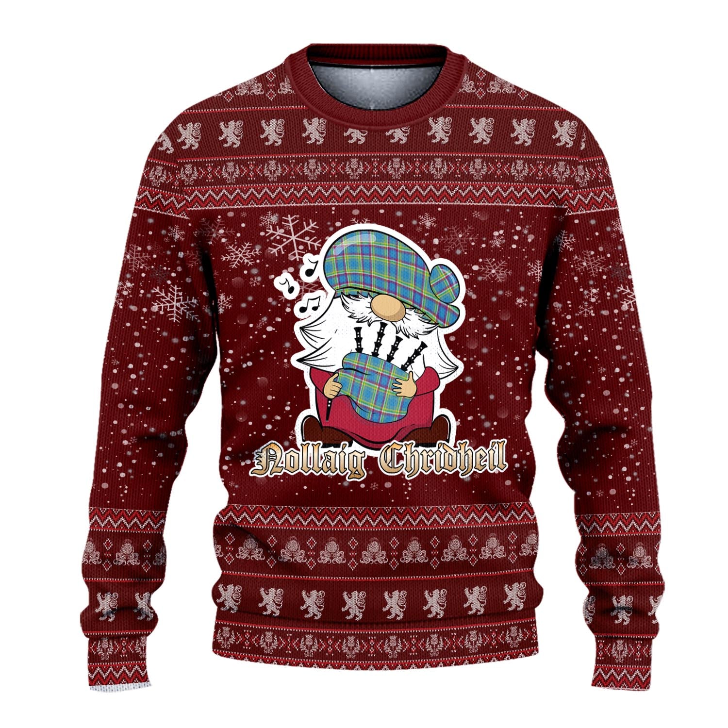 Yukon Territory Canada Clan Christmas Family Knitted Sweater with Funny Gnome Playing Bagpipes - Tartanvibesclothing