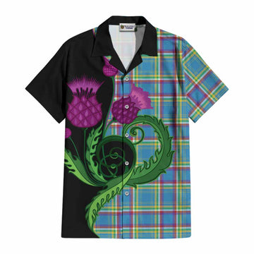 Yukon Territory Canada Tartan Cotton Hawaiian Shirt Traditional Scottish Thistle