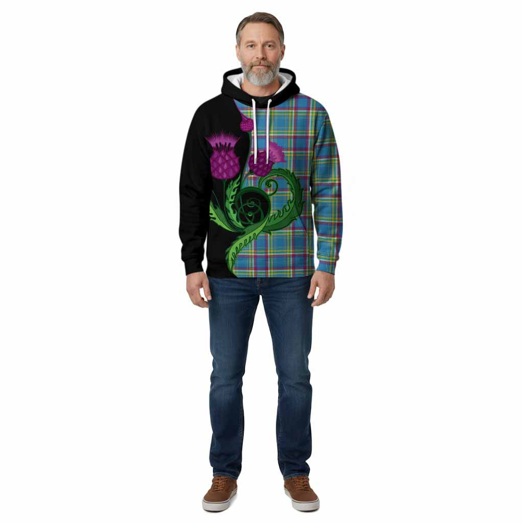 Yukon Territory Canada Tartan Cotton Hoodie Traditional Scottish Thistle