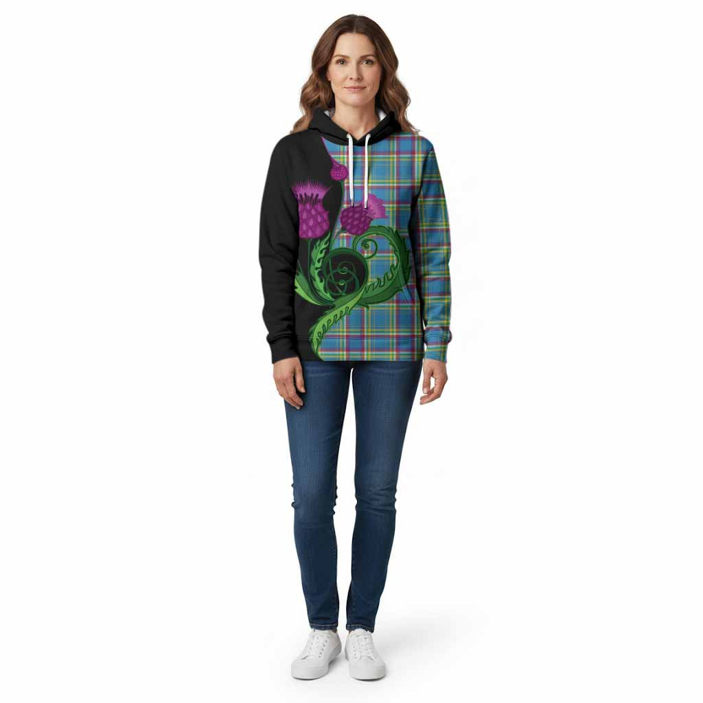 Yukon Territory Canada Tartan Cotton Hoodie Traditional Scottish Thistle
