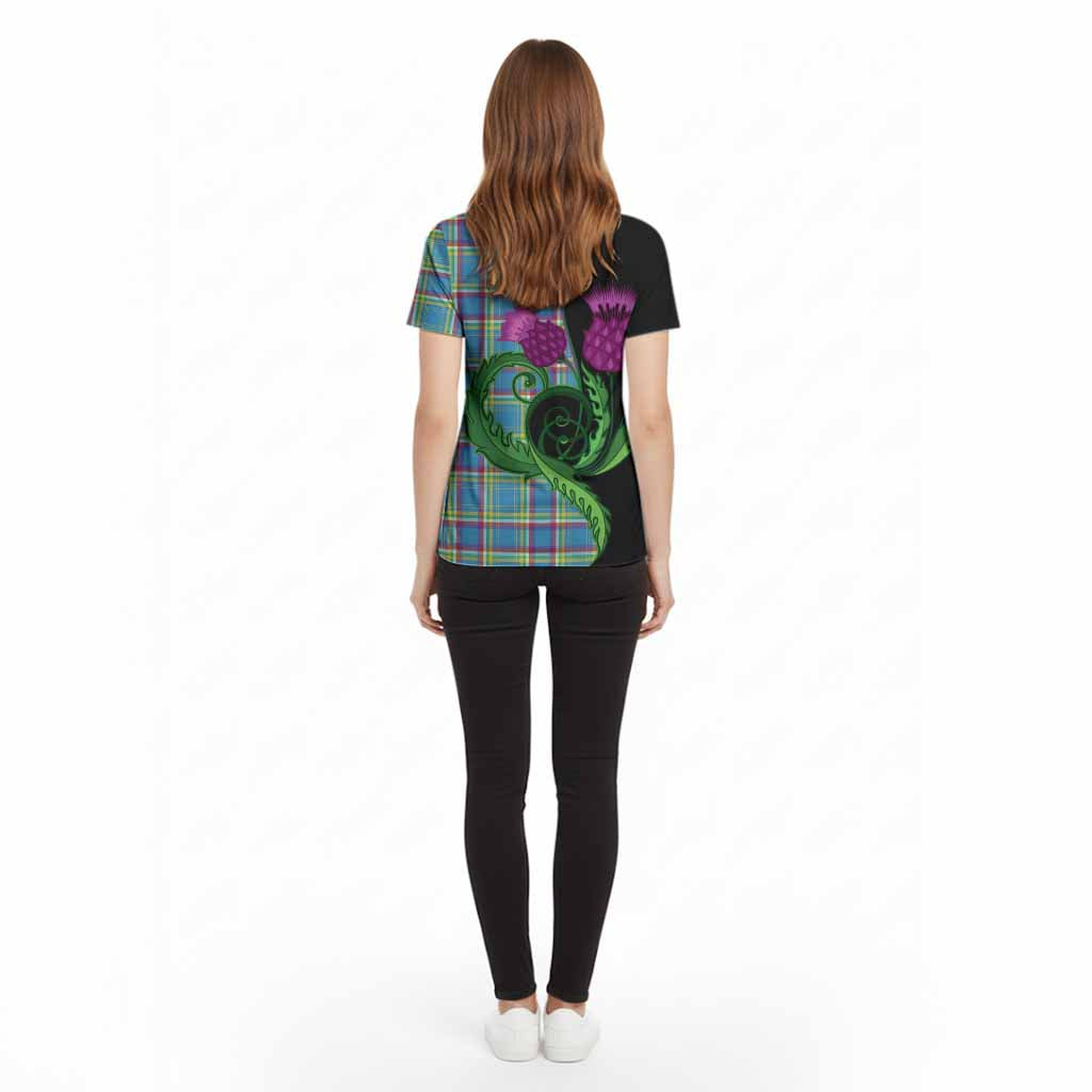 Yukon Territory Canada Tartan Cotton T-shirt Traditional Scottish Thistle