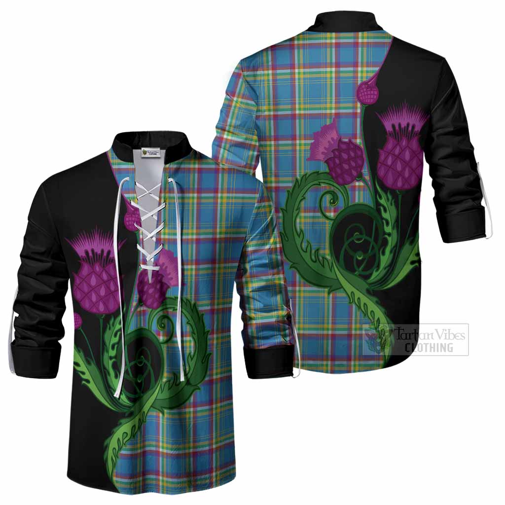 Yukon Territory Canada Tartan Ghillie Shirt Traditional Scottish Thistle