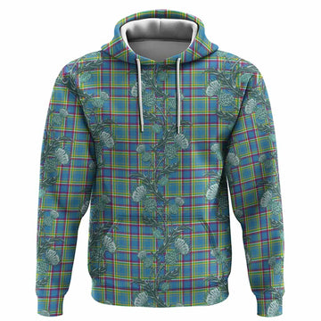 Yukon Territory Canada Tartan Hoodie Seamless Scottish Thistle Flowers