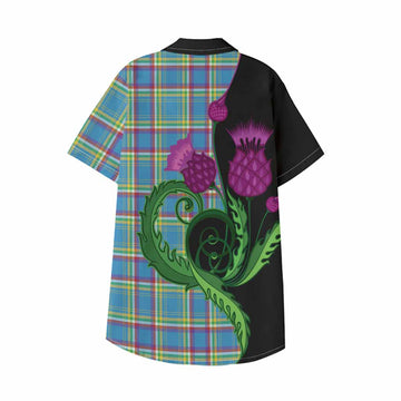 Yukon Territory Canada Tartan Kid Hawaiian Shirt Traditional Scottish Thistle