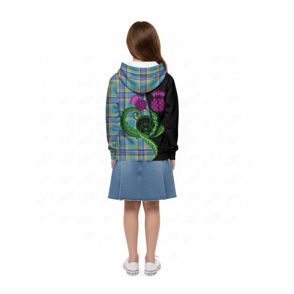 Yukon Territory Canada Tartan Kid Hoodie Traditional Scottish Thistle