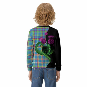 Yukon Territory Canada Tartan Kid Knitted Sweatshirt Traditional Scottish Thistle