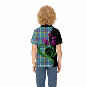Yukon Territory Canada Tartan Kid Polo Shirt Traditional Scottish Thistle