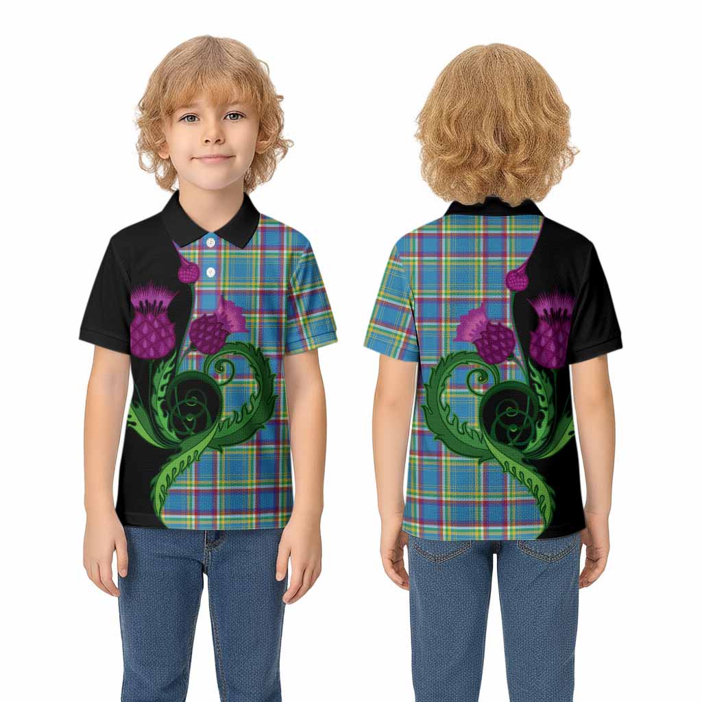 Yukon Territory Canada Tartan Kid Polo Shirt Traditional Scottish Thistle