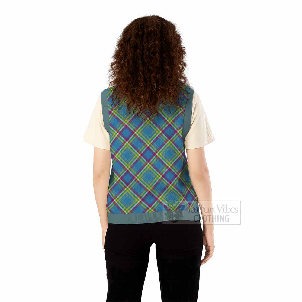 Yukon Territory Canada Tartan  Knitted V-Neck Vest Cross Style