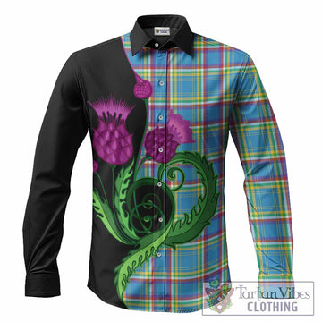 Yukon Territory Canada Tartan Long Sleeve Button Shirts Traditional Scottish Thistle