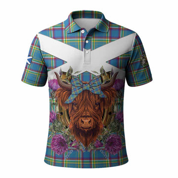 Yukon Territory Canada Tartan Polo Shirt Scottish Thistle Heilan Coo