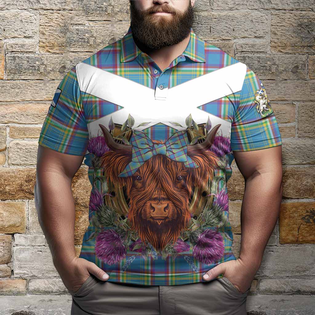 Yukon Territory Canada Tartan Polo Shirt Scottish Thistle Heilan Coo