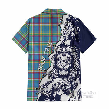 Yukon Territory Canada Tartan Scottish Cotton Hawaiian Shirt Angry Lion With Soccer Ball Style