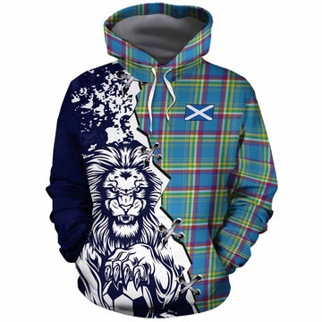 Yukon Territory Canada Tartan Scottish Cotton Hoodie Angry Lion With Soccer Ball Style