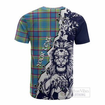 Yukon Territory Canada Tartan Scottish Cotton T-shirt Angry Lion With Soccer Ball Style