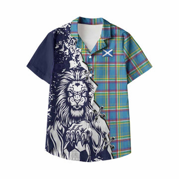 Yukon Territory Canada Tartan Scottish Kid Hawaiian Shirt Angry Lion With Soccer Ball Style