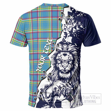 Yukon Territory Canada Tartan Scottish T-Shirt Angry Lion With Soccer Ball Style