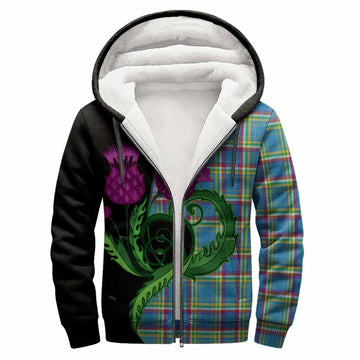Yukon Territory Canada Tartan Sherpa Hoodie Traditional Scottish Thistle