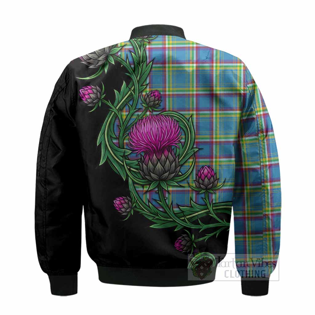 Yukon Territory Tartan Bomber Jacket Resilient Scottish Thistle - Tartan Vibes Clothing