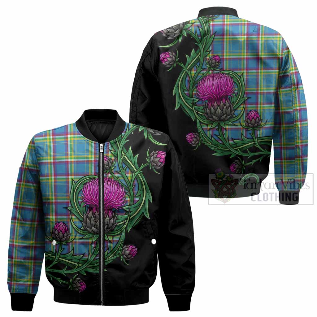 Yukon Territory Tartan Bomber Jacket Resilient Scottish Thistle - Tartan Vibes Clothing