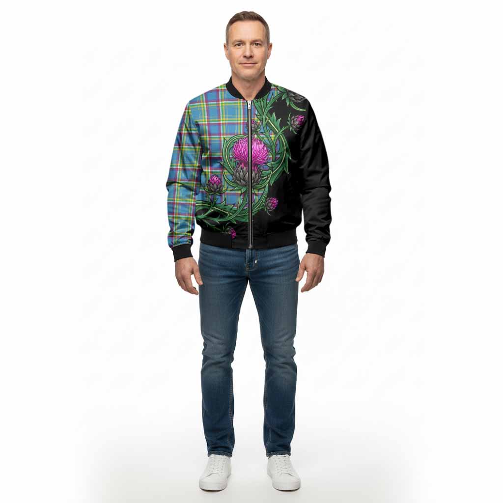 Yukon Territory Tartan Bomber Jacket Resilient Scottish Thistle - Tartan Vibes Clothing