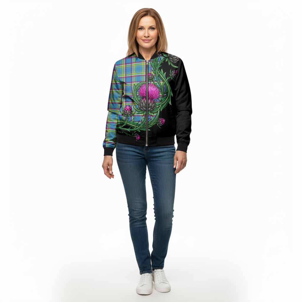 Yukon Territory Tartan Bomber Jacket Resilient Scottish Thistle - Tartan Vibes Clothing