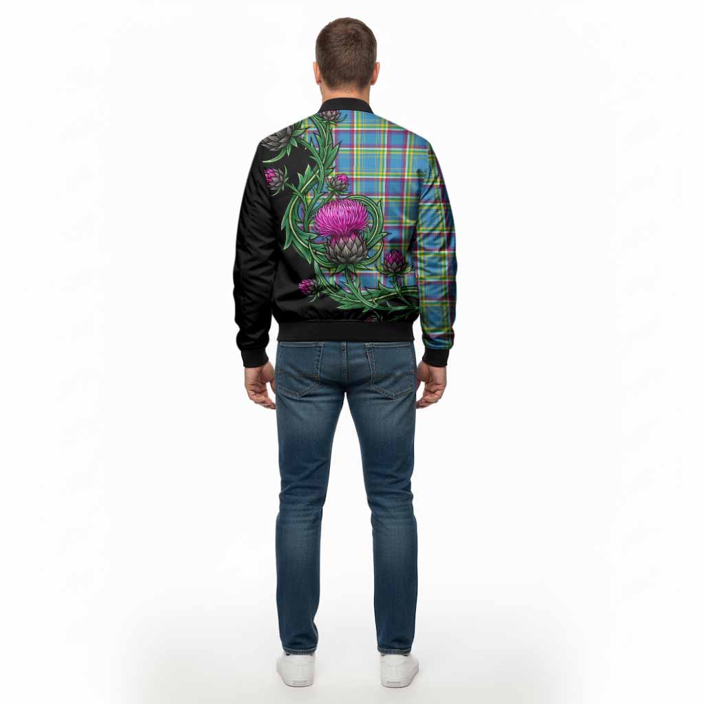 Yukon Territory Tartan Bomber Jacket Resilient Scottish Thistle - Tartan Vibes Clothing