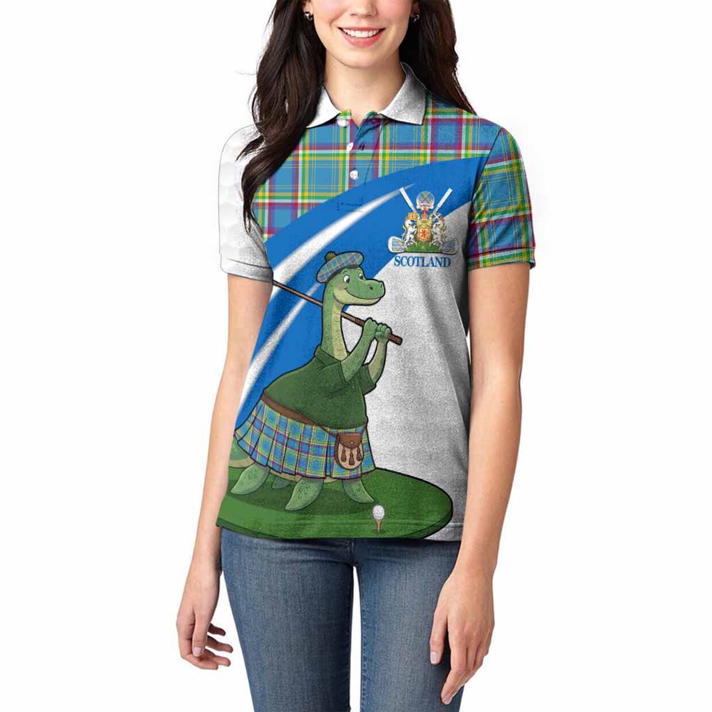 Yukon Territory Tartan Crest Golf Nessie Women Polo Shirt Loch Ness Monster Sporty Style