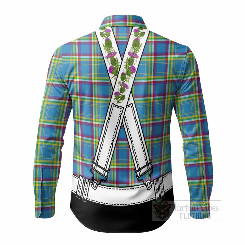 Yukon Territory Tartan Lederhosen Costume Long Sleeve Button Shirts Scotland Thistle Floral