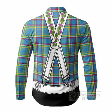 Yukon Territory Tartan Lederhosen Costume Long Sleeve Button Shirts Scotland Thistle Floral