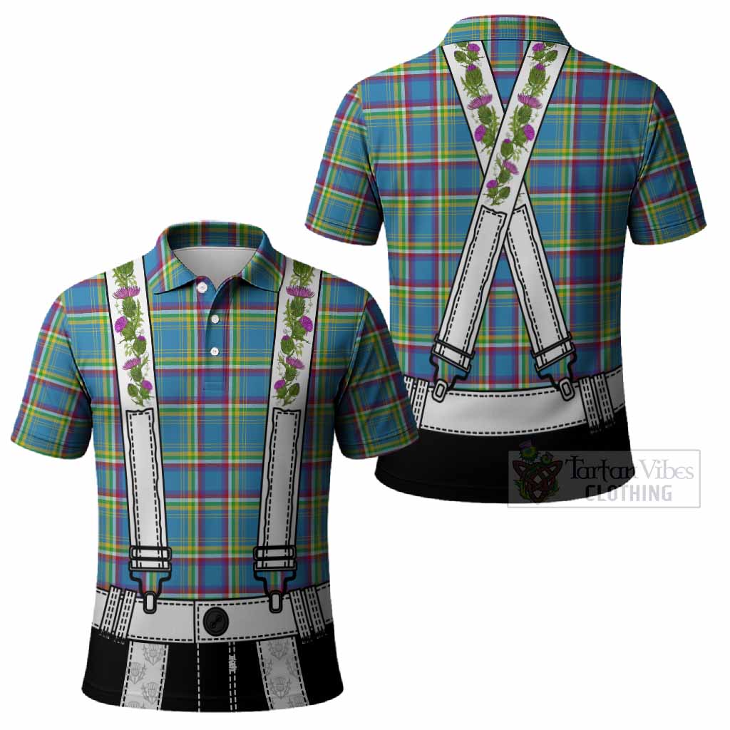 Yukon Territory Tartan Lederhosen Costume Polo Shirt Scotland Thistle Floral