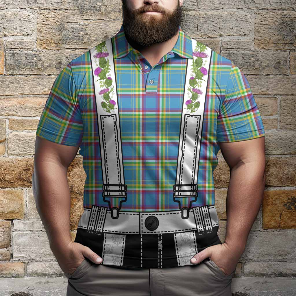 Yukon Territory Tartan Lederhosen Costume Polo Shirt Scotland Thistle Floral