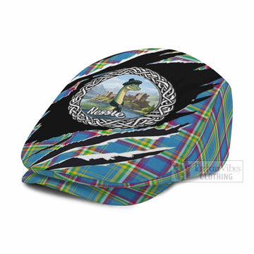 Yukon Territory Tartan Loch Ness Monster Flat Cap, Jeff Cap Celtic Knot Nessie Art