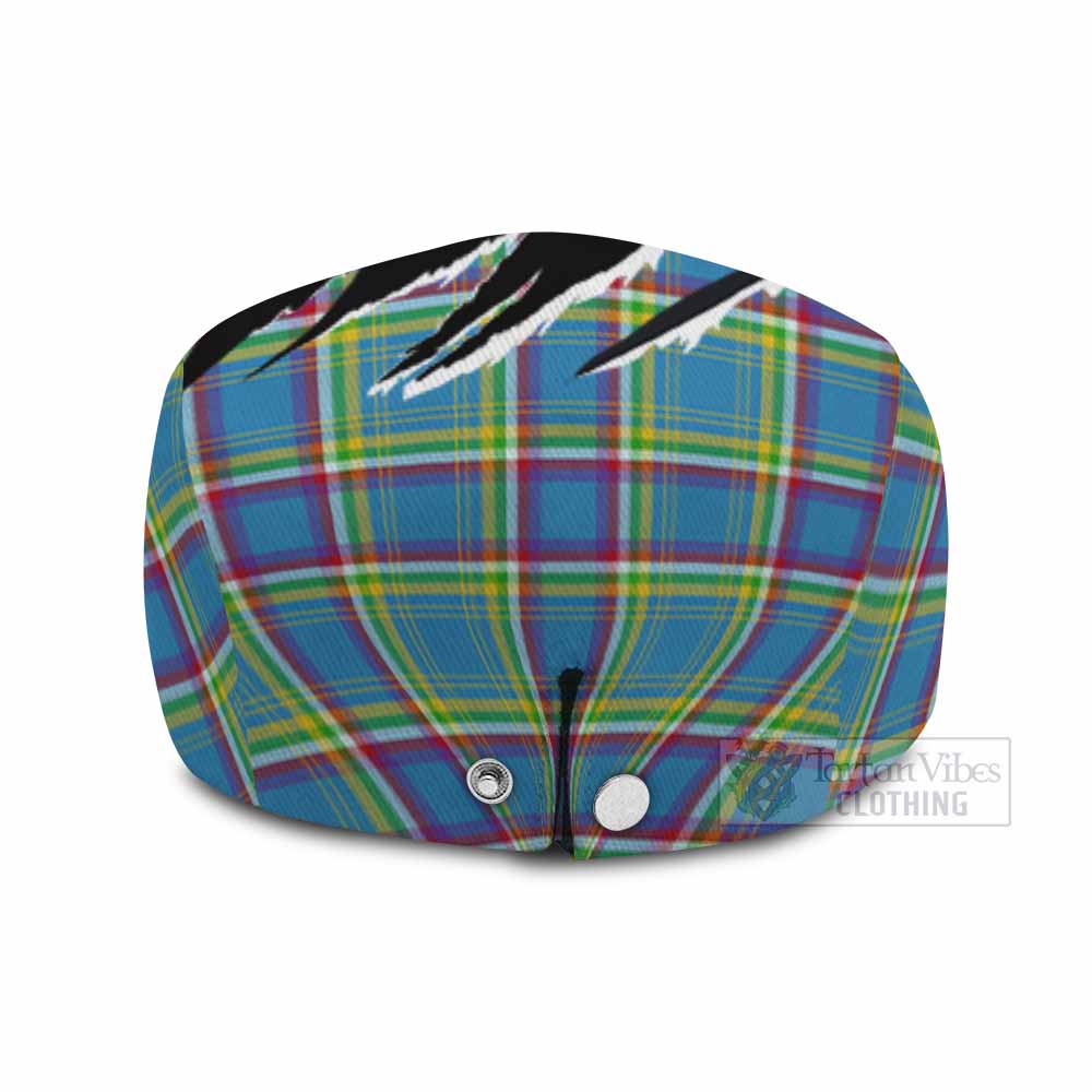 Yukon Territory Tartan Loch Ness Monster Flat Cap, Jeff Cap Celtic Knot Nessie Art