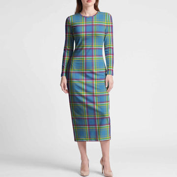 Yukon Territory Tartan Long Sleeve Bodycon Midi Dress