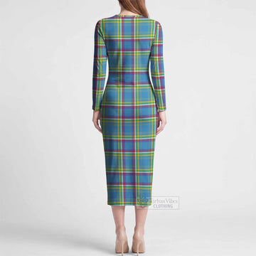 Yukon Territory Tartan Long Sleeve Bodycon Midi Dress
