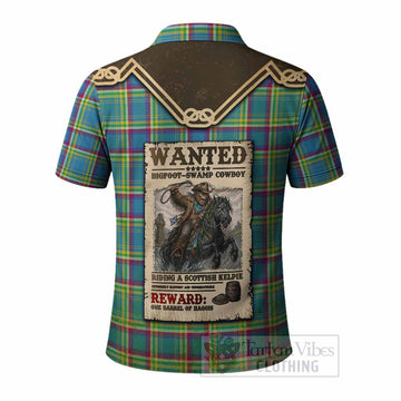 Yukon Territory Tartan Polo Shirt Bigfoot Riding The Kelpie Monster