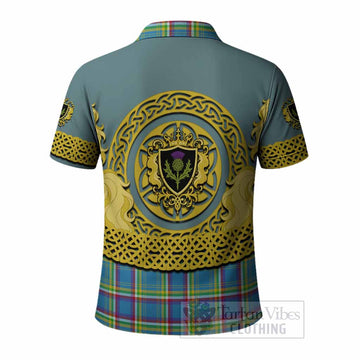Yukon Territory Tartan Polo Shirt Unicorn Celtic Knot And Thistle Emblem
