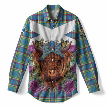 Yukon Territory Tartan Women Casual Shirt Scottish Thistle Heilan Coo