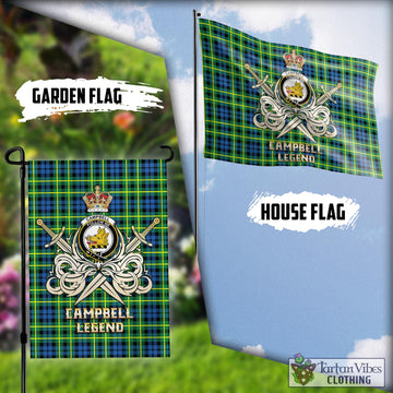 Campbell of Breadalbane Ancient Tartan Flag with Clan Crest and the Golden Sword of Courageous Legacy