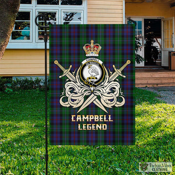 Campbell of Cawdor Tartan Flag with Clan Crest and the Golden Sword of Courageous Legacy