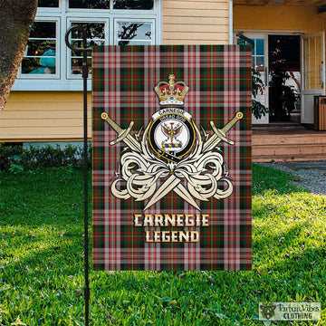 Carnegie Dress Tartan Flag with Clan Crest and the Golden Sword of Courageous Legacy