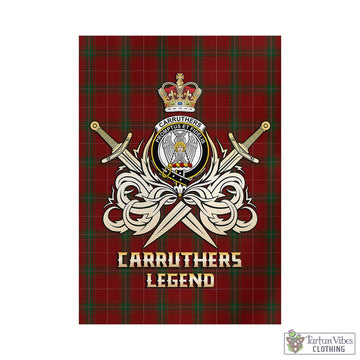Carruthers Tartan Garden Flag with Clan Crest and the Golden Sword of Courageous Legacy