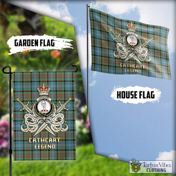 Cathcart Tartan Flag with Clan Crest and the Golden Sword of Courageous Legacy
