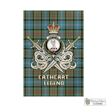 Cathcart Tartan Garden Flag with Clan Crest and the Golden Sword of Courageous Legacy